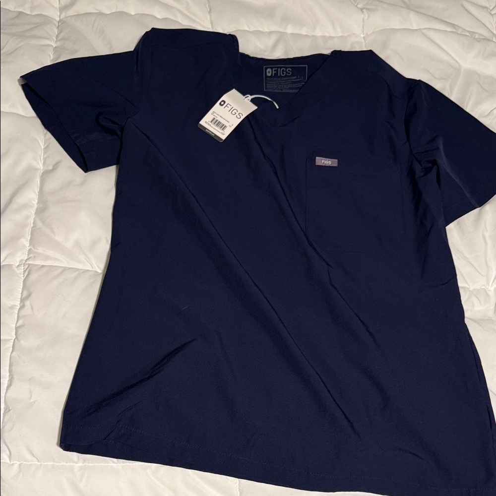 Figs Deep Blue Scrub Top